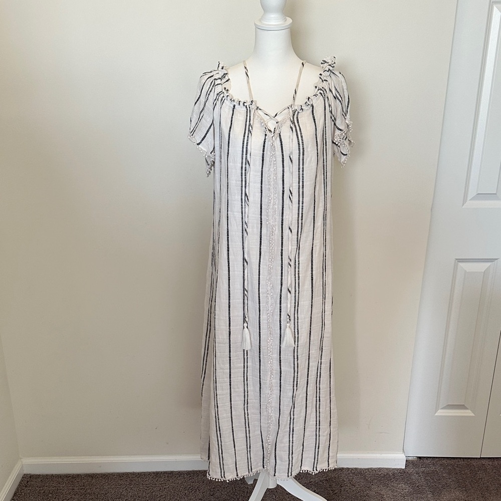 Red Carter Black and White Striped Maxi Dress